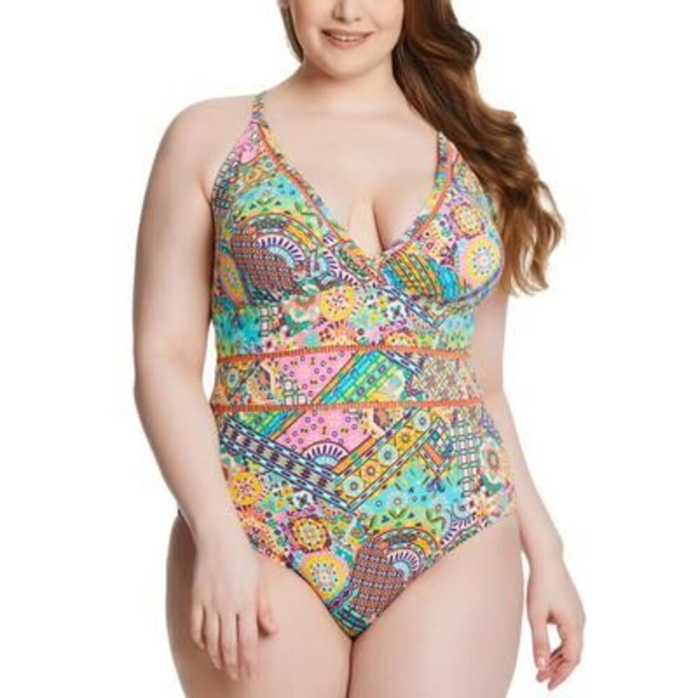 Bleu Rod Beattie Plus Size Seriously Sunny Cross-Back One-Piece Swimsui